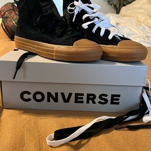 Converse Chuck Taylor All Star Pro Black & Gum Corduroy High Top Skate Shoes